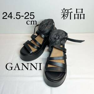 GANNI ガニー　レザーサンダル　ブラック　24.5-25cm