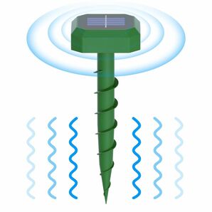 モグラ撃退器 ソーラー式 1個 モグラ退治 もぐら 駆除 抑止の3つのモード モグラやその他のげっ歯類の駆除 庭園 芝生（正方形）