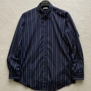  beautiful goods!! BALENCIAGA Balenciaga oversize swing color stripe big Silhouette shirt navy XL lady's men's 