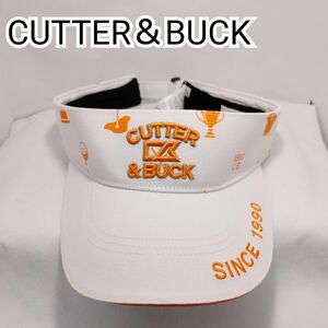 [USED] CUTTER＆BUCK サンバイザー ホワイト/オレンジ フリーサイズ(57～59㎝)【0298】