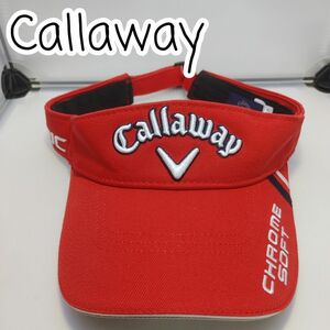 [USED] Callaway サンバイザー レッド フリーサイズ(約60～62㎝)【0334】