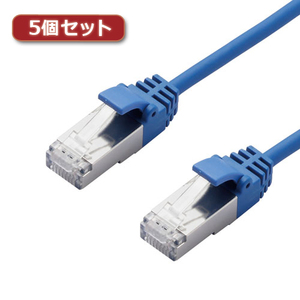 5 шт. комплект Elecom LAN кабель /CAT7/ тонкий /2m/ голубой LD-TWSS/BU2X5
