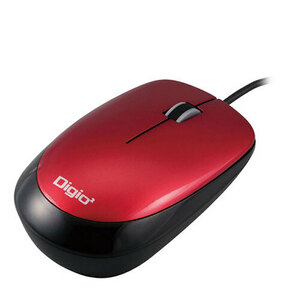 Digio デジオ 小型有線3ボタン光学式マウス レッド MUS-UKT114R