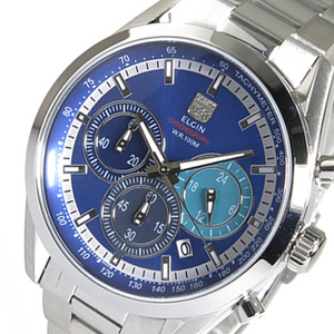 エルジン ELGIN クロノ クオーツ メンズ 腕時計 FK1411S-BL ブルー ブルー