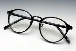 date glasses men's round Boston type Vintage . atmosphere black black clear lens 