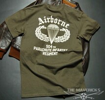 THE MAVERICKS Tシャツ L ミリタリー 半袖 メンズ エアボーン パラシュート部隊 ブランド オリーブ_画像4