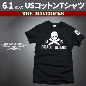 ミリタリー メンズ 半袖 Tシャツ XL アメリカ沿岸警備隊 U.S.CoastGuard スカルモデル / 黒 ブラック