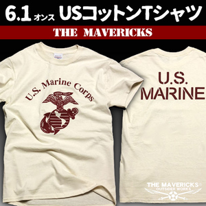 Tシャツ メンズ S ミリタリー USマリン U.S.MARINE 米海兵隊 MAVERICKS ブランド 生成り ナチュラル