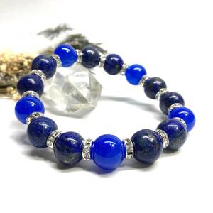  lapis lazuli & blue .. Power Stone bracele natural stone breath ( silver ) 12mm.. better fortune men's man 