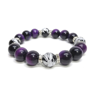  four god . silver carving onyx × purple Tiger I 12mm Power Stone bracele natural stone blue dragon white ....... rise better fortune luck with money amulet S