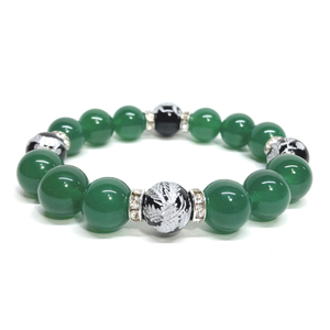  four god . silver carving onyx × green ..12mm Power Stone bracele natural stone blue dragon white ....... rise better fortune luck with money amulet four god . four god corresponding S