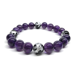 10mm four god . silver carving onyx × amethyst Power Stone bracele natural stone .. rise better fortune luck with money love . amulet blue dragon white .....