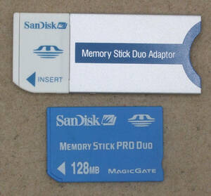 送料無料 SanDisk サンディスク 純正 MEMORY STICK メモリースティック PRO Duo 128MB MAGICGATE アダプタ付き 20-90-00125 即決！