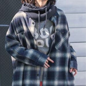 niko and・・・CPOチェックワンピース ブルー80 フリーサイズ