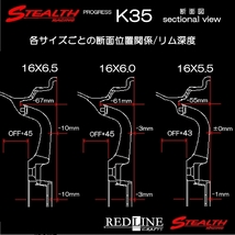 ■ ステルスレーシング K35 ■ 改造軽四用16in　前後異幅5.5J/6.0J　Hankook 165/45R16タイヤ付4本セット　人気スーパーディープリム!!_画像3