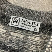 【滑らかなアルパカ100％】美品 INCA-TEA 総柄 ネイティブ柄 アルパカ ニット ベスト レディース Mサイズ グレー_画像5