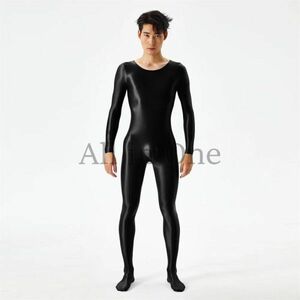 112-62-38 gloss gloss lustre men's whole body Jump suit [ black,M size ] man cosplay body suit ero sexy costume.2
