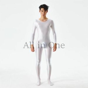 112-65-38 gloss gloss lustre men's whole body Jump suit [ white,XL size ] man cosplay body suit ero sexy costume.2