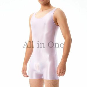 112-98-23 gloss gloss lustre men's no sleeve cosplay [ purple,M size ] man Jump suit ero sexy costume.2