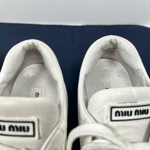 miumiu ミュウミュウ ビジュー レザースニーカー 36表記 23cm相当 ロゴ レディース シューズ 靴の画像8