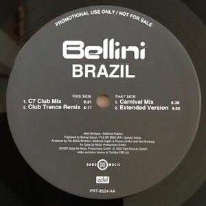 【非売品国内プロモ盤試聴のみ】Bellini ベリーニ / Brazil ブラジル MST Remix オリジナル PRT-8524 トランス ユーロビート ディスコ