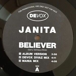 【非売品国内プロモ盤】JANITA ジャニータ / BELIEVER 3ヴァージョン 12インチ レコード R&B D.J. Bobo, Oid Skool Junkies, Intense