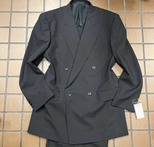 新品 高級【A6 L相当★NIKKEブラックスーツ】4Bダブルスーツ メンズスーツ ブラックフォーマル 礼服 背抜き 冠婚葬祭 喪服 アジャスター付