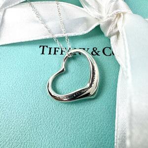 【鑑定済】Tiffany Mサイズ ティファニー オープンハート 21mm ネックレス シルバー SV925