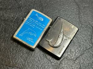 B184●ZIPPO ジッポ　ライター　 イルカ ブルー カジキ２個セット