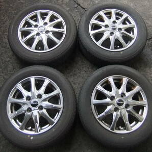 軽自動車で使用 HOT STUFF Exceeder ハイグロシルバ－ 13インチ アルミホイル 1台分 BS NEXTRY 155/65R13 2022年製 4本 売切りの画像1