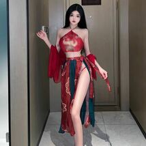 NEW【2231】レッド 超セクシー 踊り子風 ダンス 舞台 大胆 レオタード ベビードール コスプレ レースクイーン 和風 コスチューム コスプレ_画像2