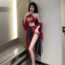 NEW【2231】レッド 超セクシー 踊り子風 ダンス 舞台 大胆 レオタード ベビードール コスプレ レースクイーン 和風 コスチューム コスプレ_画像3