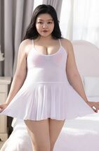 【6358】2XL-3XL 最新作 ホワイト 女王様 光沢 超セクシーコスプレ 大きいサイズ プラスサイズ ランジェリー ぽっちゃり ミニスカ Tバック_画像1