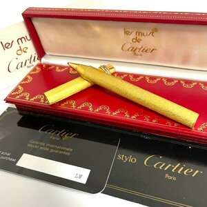 １円スタート Cartier カルティエ ボールペン トリニティ　キャップ式　箱付き　ゴールド　ケース付き　ギャラ付き 筆記用具 文房具