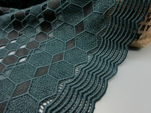 KA4135-1 * poly- series lace fabric * length 2m| pattern thing | Chrome green × scorching tea 