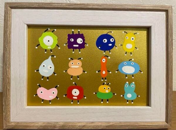 305 宇宙人 原画アート絵画アクリルフレーム付