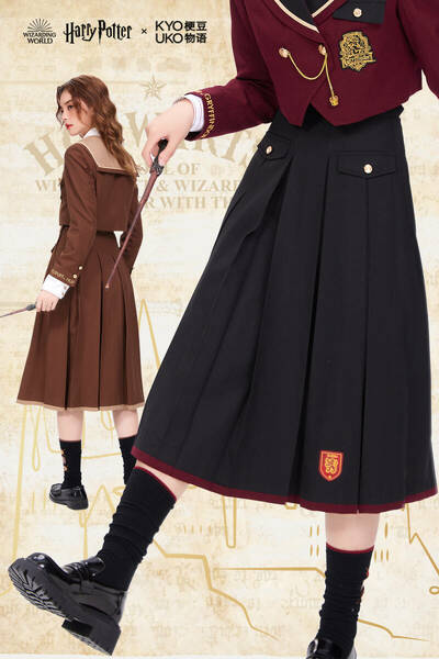 梗豆物語 ハリーポッター ホグワーツ寮別制服 ブリティッシュ プリーツスカート ショート グリフィンドール S [LO600-3]