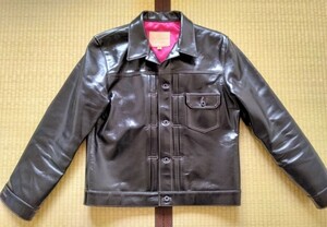 Y'2 LEATHER （ワイツーレザー）VINTAGE HORSE LIGHT 1st Type Gジャン【PB-140-SP】ブラック(茶芯)　44