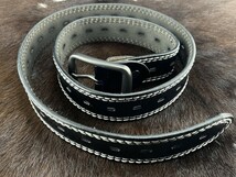 skystore◆CB-441B 本革 ブラック サイドステッチ *Silver smoke buckle*　太 レザーベルト_画像3