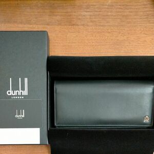 A ダンヒル dunhill 本革 レザー 長財布 ウォレット 札入れ ブラック 黒 財布 メンズ 薄型 