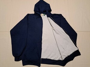 ■【◎大きめ◎】90’s～♪VINTAGE USA製 裏サーマル ポリコットン フルジップパーカ ダブルフェイス アメリカ製【XL～XXLサイズ相当】■