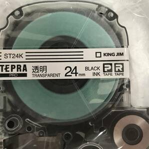 【J】 TEPRA PRO テプラプロ テープカートリッジ 透明ラベル ST24K 24㎜ Pタイプ/Rタイプ 白透明・黒文字 未使用保管品 #198511-12 在8の画像1