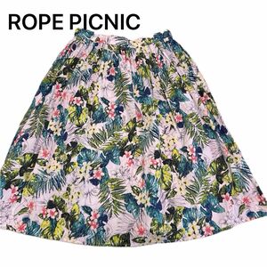 【美品】ROPE PICNIC ロペピクニック　花柄　スカート　膝丈　36 M ロング　春夏　裏地無し　レディース