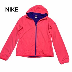 美品　NIKE ナイキ　 ジャケット パーカー 長袖　ナイロン　サーモンピンク　M レディース　古着　ゴルフ　テニス　ランニング