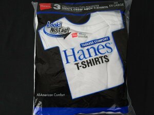 ②K. Hanes/ヘインズ 青ラベル Tシャツ 3枚パックサイズ XXL(50-52) コットン75％ ポリ25％ 1995年 未開封品