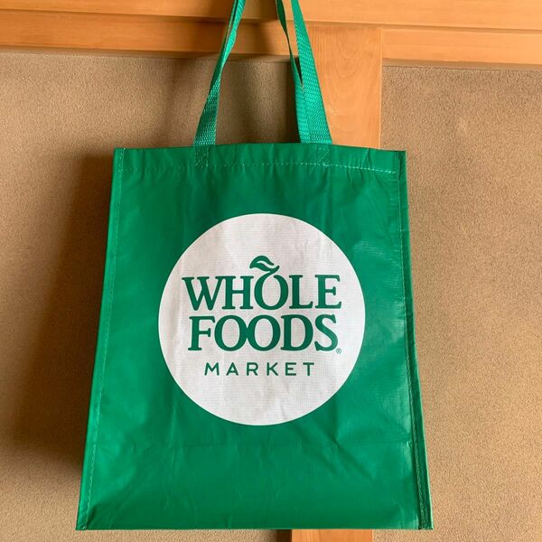 ロンドン　男女兼用 大型グリーン イギリス エコバッグ トートバッグ ホールフーズ WHOLE FOODS スーパーマーケット