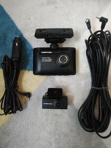 〇コムテックZDR-015フロントカメラとリアカメラセット＋シュガー電源コード＋リアカメラ接続ケーブル＋SDカード16G付