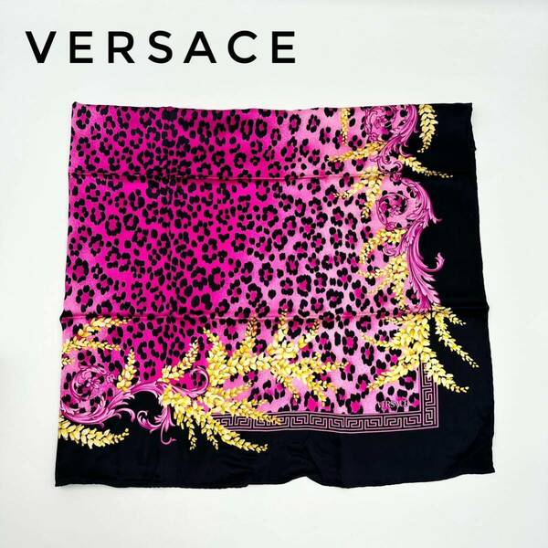 ☆美品☆ versace ベルサーチ スカーフ シルク 大判スカーフ 85cm アニマル柄