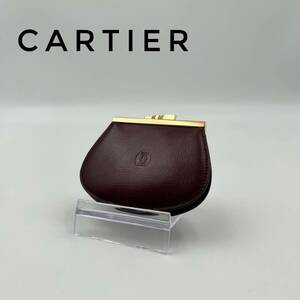 ☆美品☆ Cartier カルティエ コインケース 小銭入れ がま口 レザー Bordeauxボルドー 