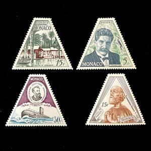 モナコ公国発行　４種　１９５５年発行 フランス　ヨーロッパ　未使用切手